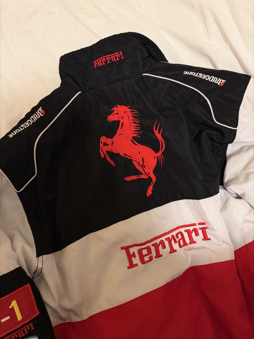 Ferrari Color Block Racing Jacket in Red & Black - Picture 12 of 13